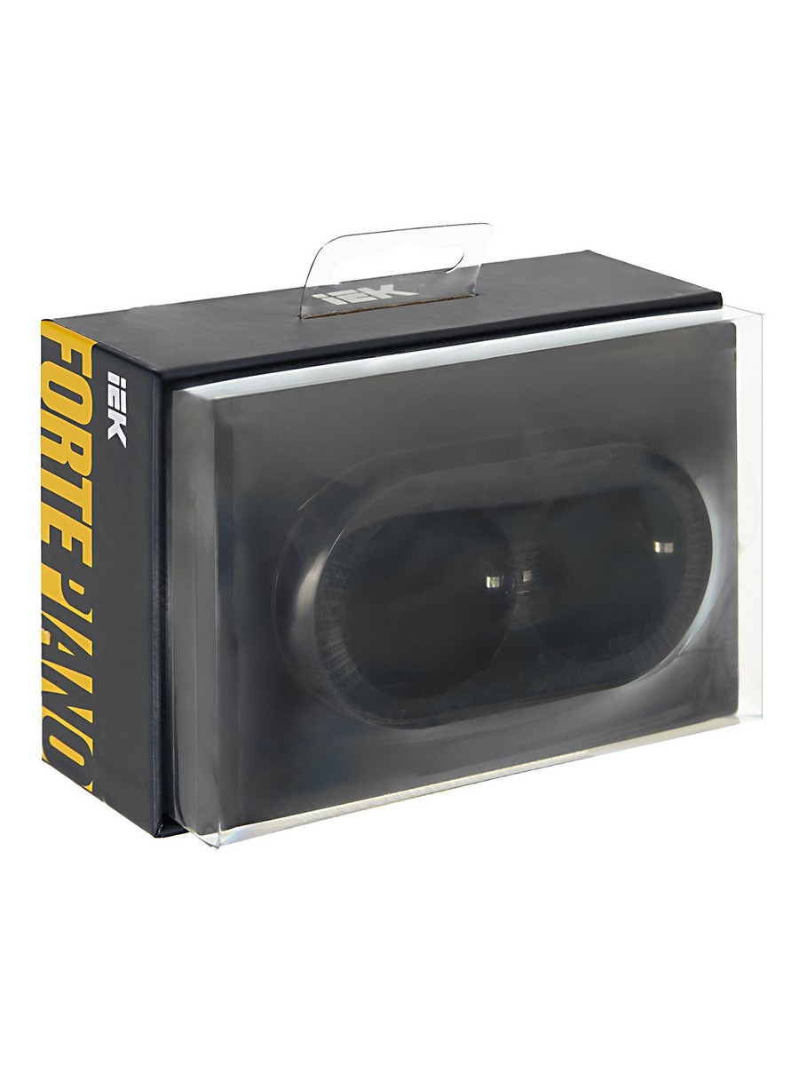 IEK FORTE&PIANO Черный Розетка IEK FORTE&PIANO Черный 2-я с/з со шт безвинтовое крепление 16А FP123