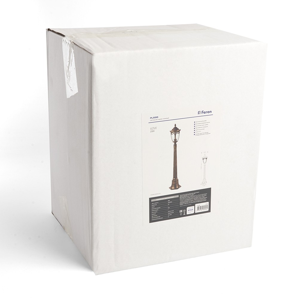 Светильник садово-парковый Feron PL686 столб 60W 230V E27 черное золото 11695