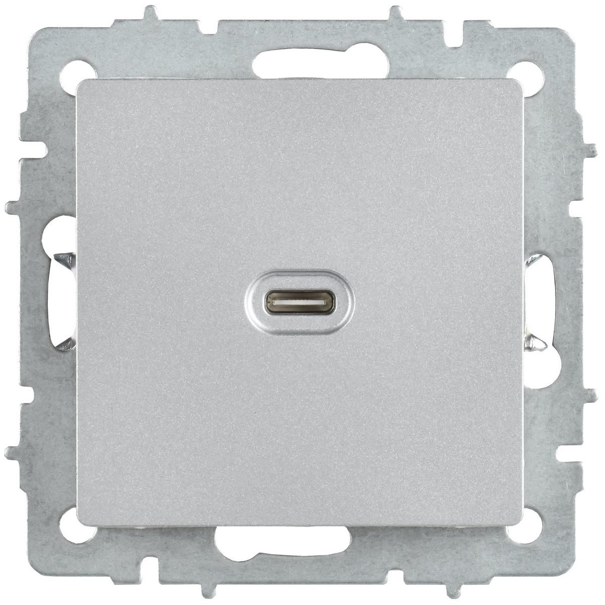 Розетка USB IEK BRITE C 65Вт высокоскор. зар. РЮ12-1-БрА алюминий