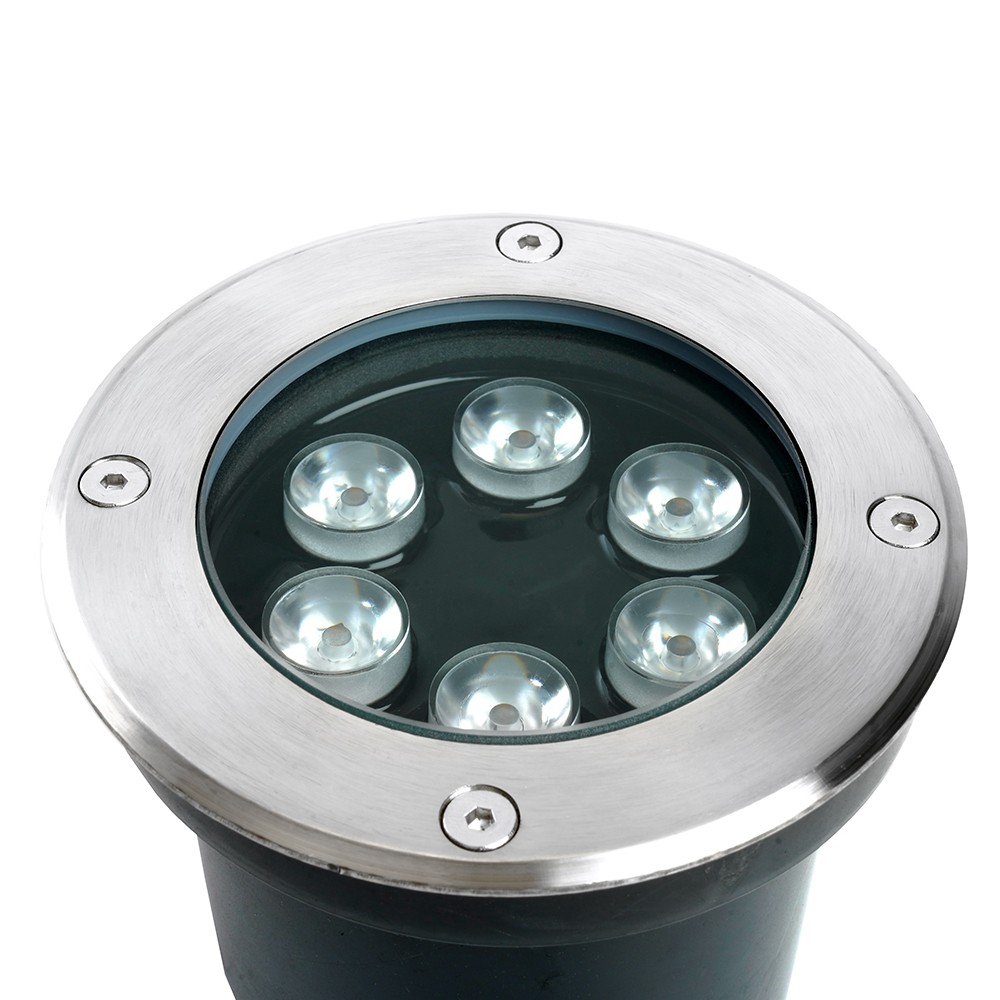 Светодиодный светильник тротуарный (грунтовый) Feron SP2802 6W AC12-24V низковольтный 3000К металлик D120*H90mm вн.диаметр: 90mm IP67 48453