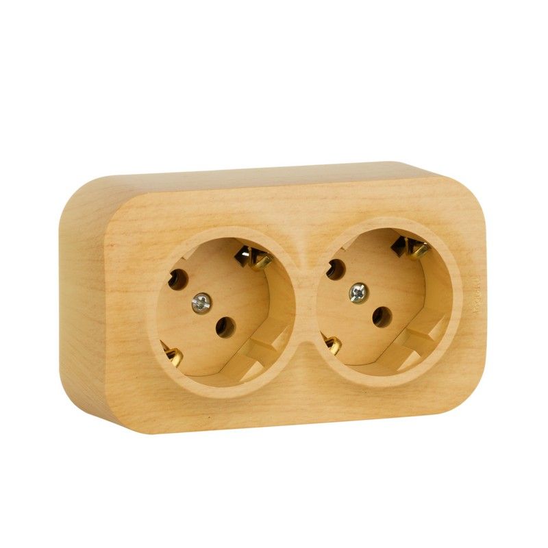 Накладные Розетки и выключатели Legrand Quteo Дерево Розетка Legrand Quteo двойная с заземлением без шторок дерево 782293 (782273)