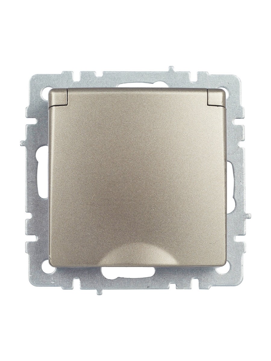 IEK Brite Шампань Розетка IEK BRITE с/з с шторками и крышкой 16А IP44 РСбш10-3-44-БрШ шампань BR-R16-16-44-K37