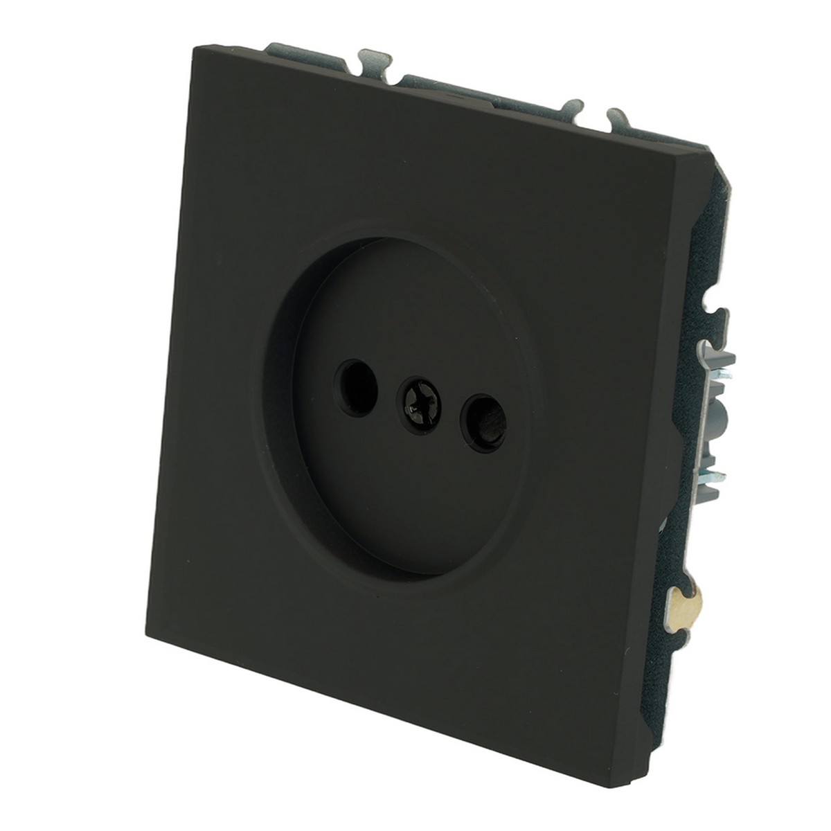 Розетка 1-ая с защитной шторкой б/з STEKKER Эмили RST16-5109-05 черный уголь soft touch 49850