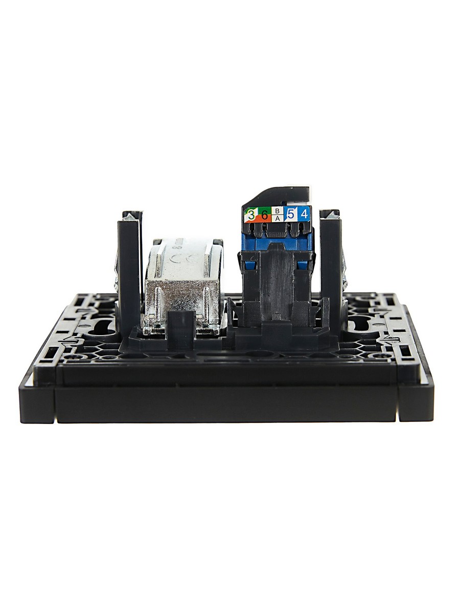 Розетка IEK FORTE&PIANO Черный двойная TV+RJ45 кат.6 FP137