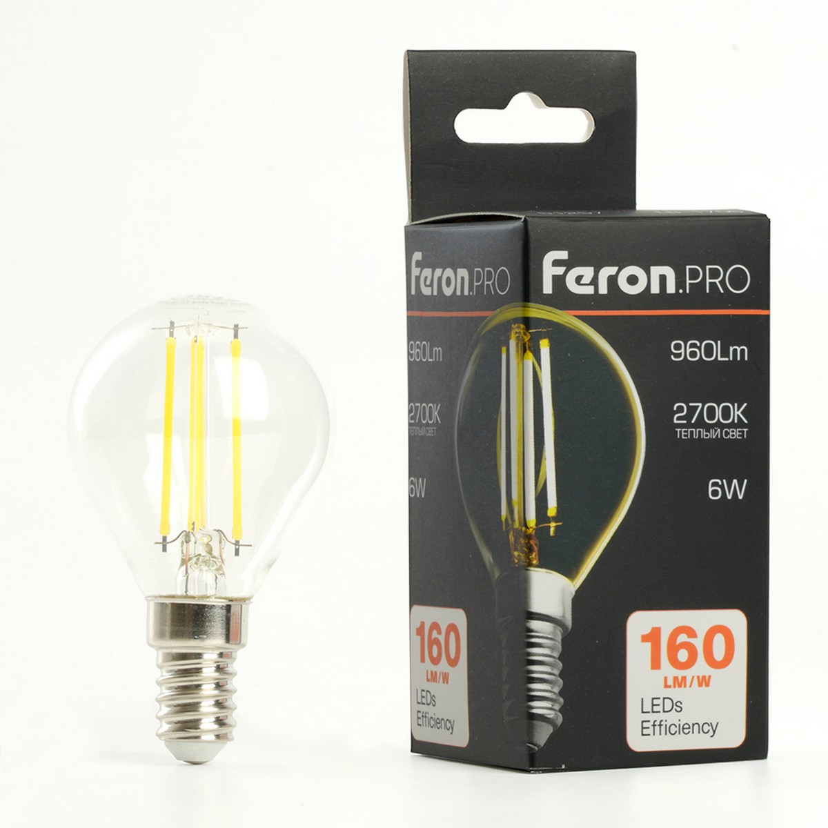 E14 Лампа светодиодная Feron.PRO LB-1706 Шарик E14 6W 175-265V 2700K 51256 