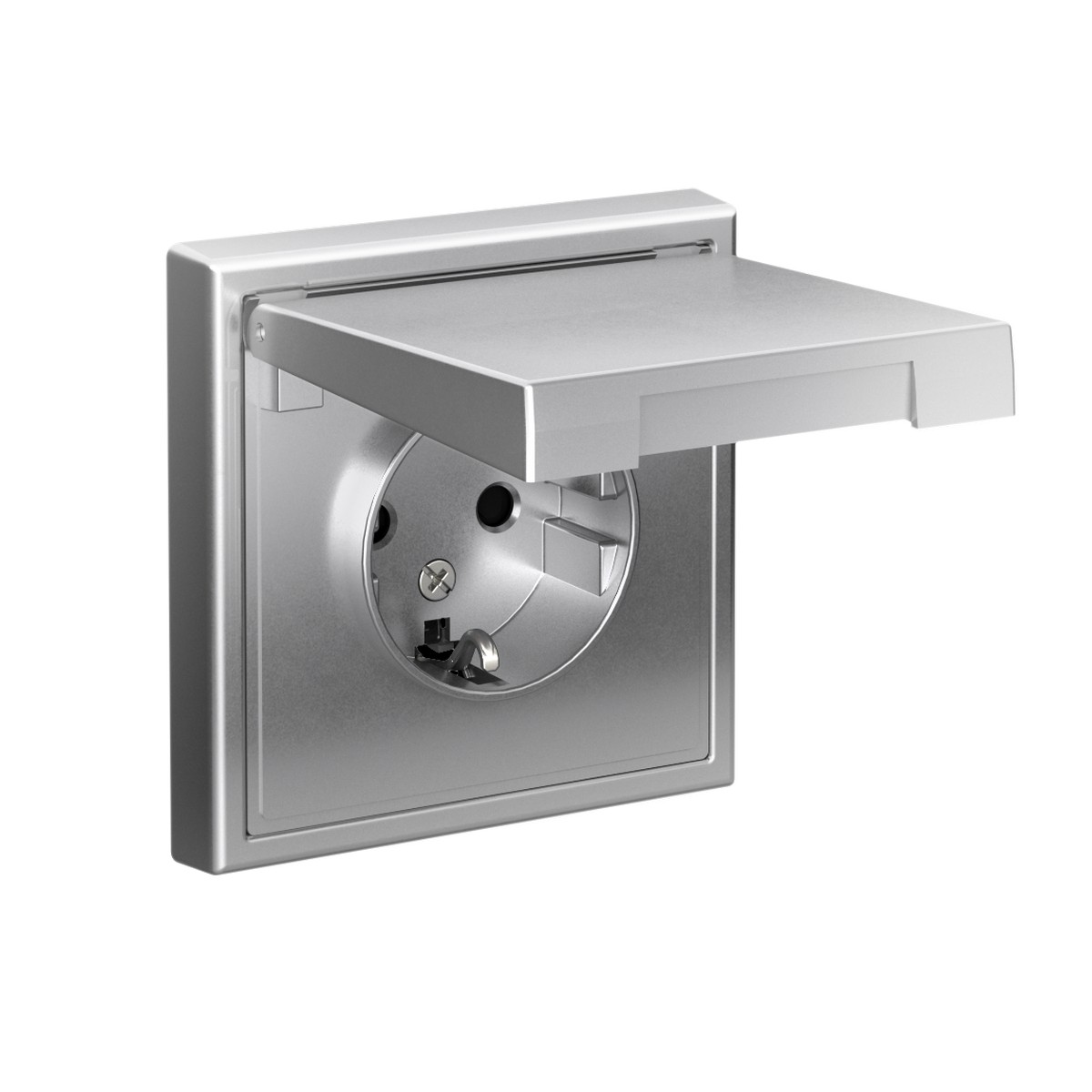 Розетка Systeme Electric ArtGallery Алюминий с заземл. со шторк. с крышкой 16А IP20 GAL000346