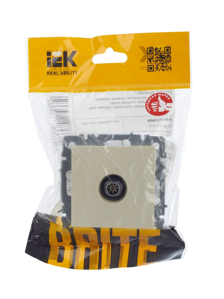 Розетка IEK BRITE TV оконечная РТВ11-0-БрКр бежевый BR-A10-O-K10
