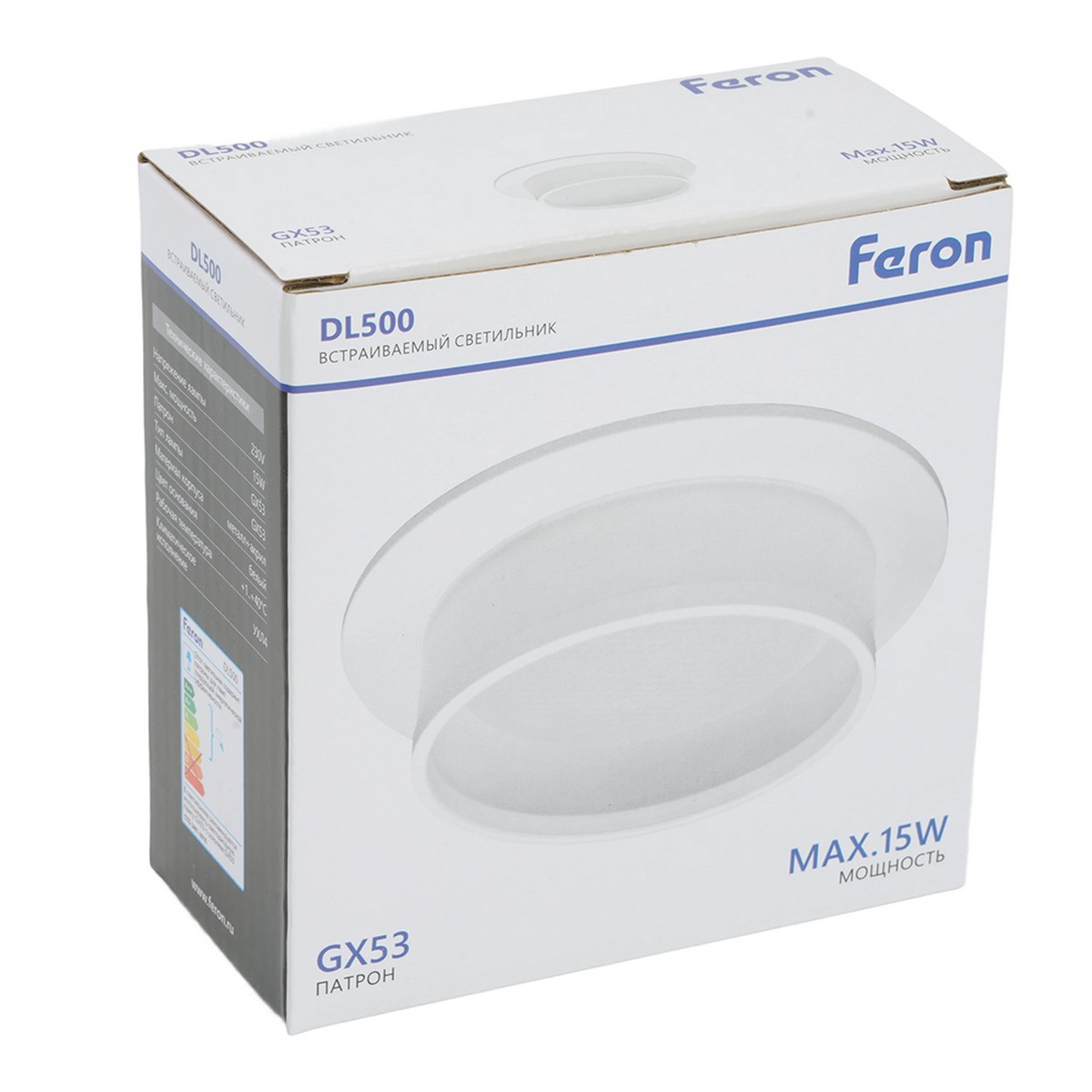 Светильник встраиваемый Feron DL500 потолочный GX53 белый круг 51085