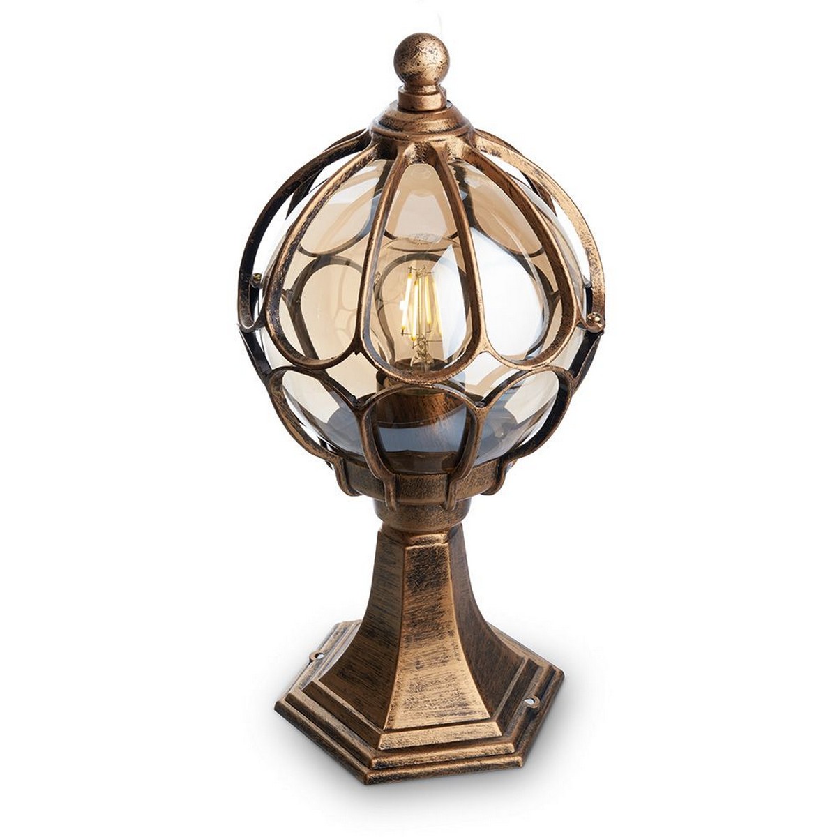 Уличные светильники на столб Светильник садово-парковый Feron PL3704 круглый на постамент 60W 230V E27 черное золото 11364 