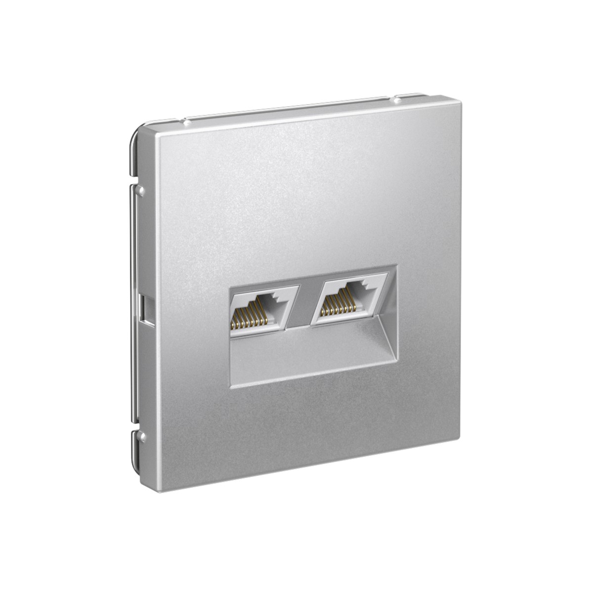 Розетка компьютерная Systeme Electric ArtGallery Алюминий двойная RJ45+RJ45, кат. 5е,