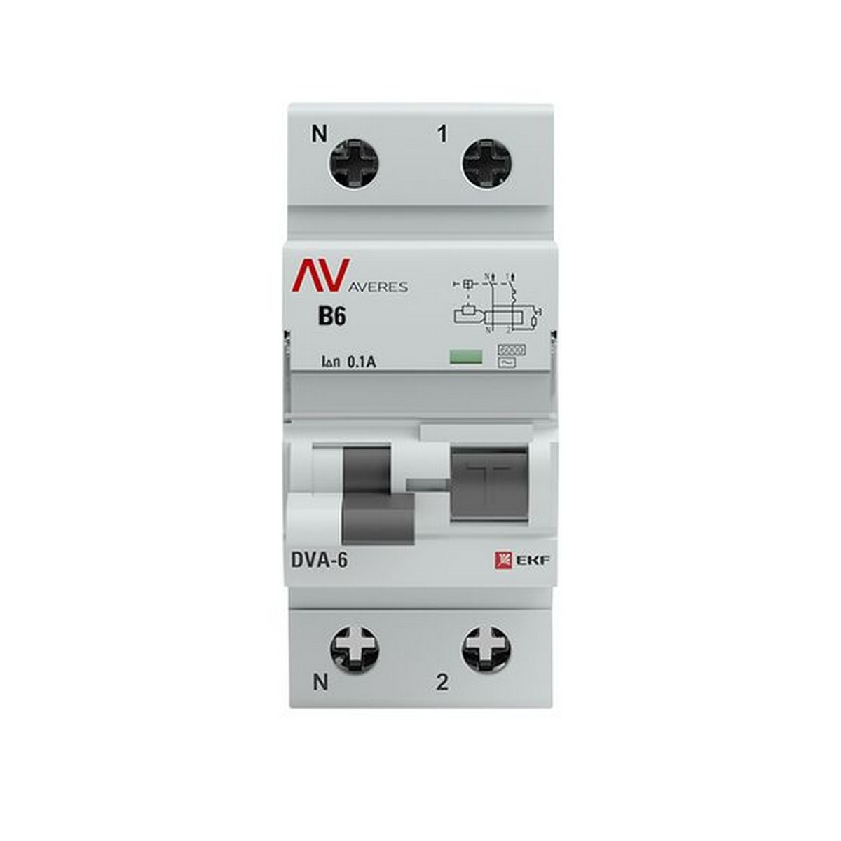 Диф. Автомат EKF AVERES DVA-6 (B) 1P+N 6А/100мА тип АС 6кА rcbo6-1pn-6B-100-ac-av