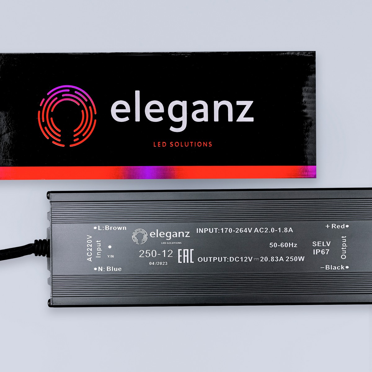 Блок питания для светодиодной ленты Eleganz 12V 250W IP67 герметичный 1189