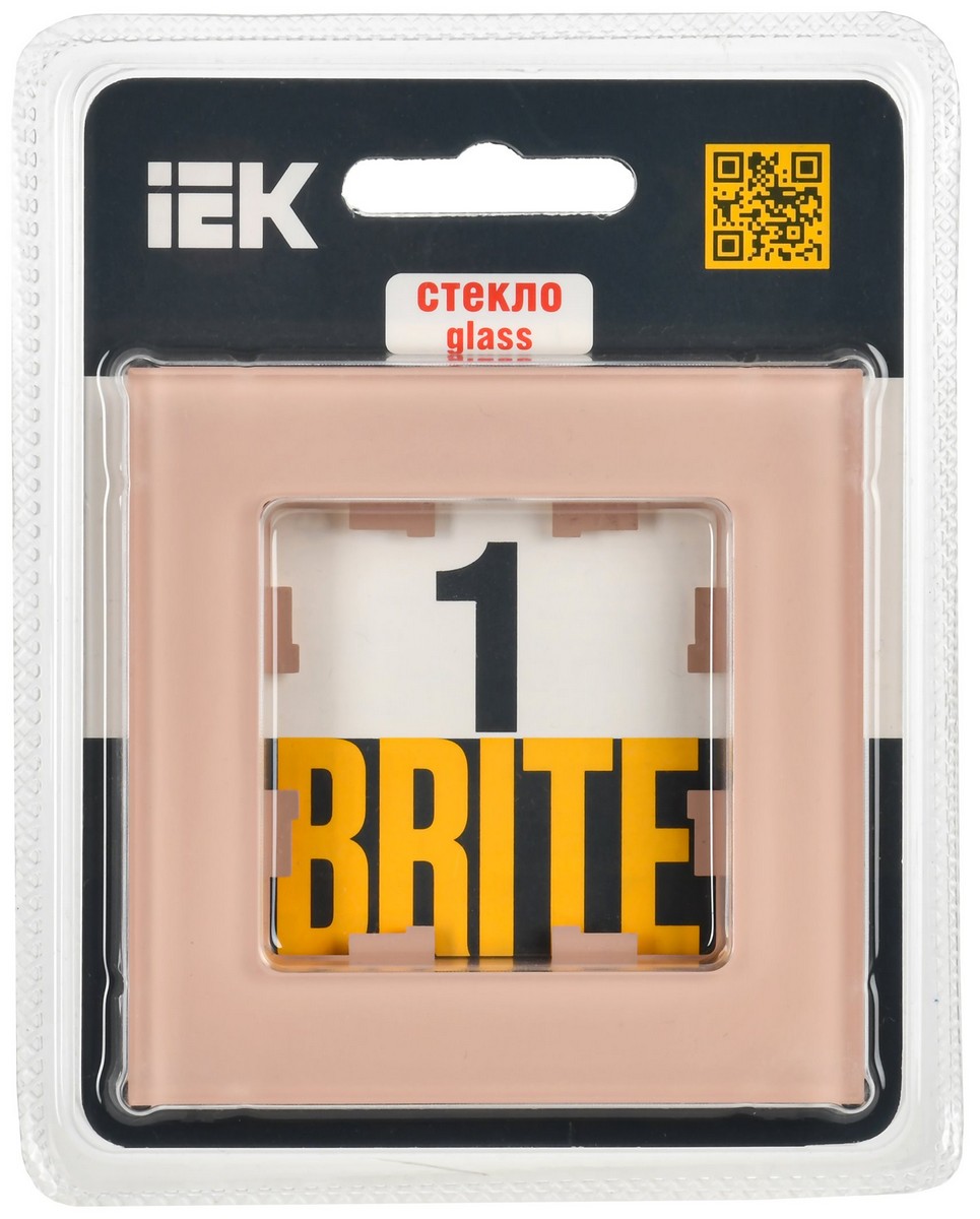 Рамка IEK BRITE DECOR Персик матовый стекло 1-мест. РУ-1-2-БрП BR-M12-G-31-K96