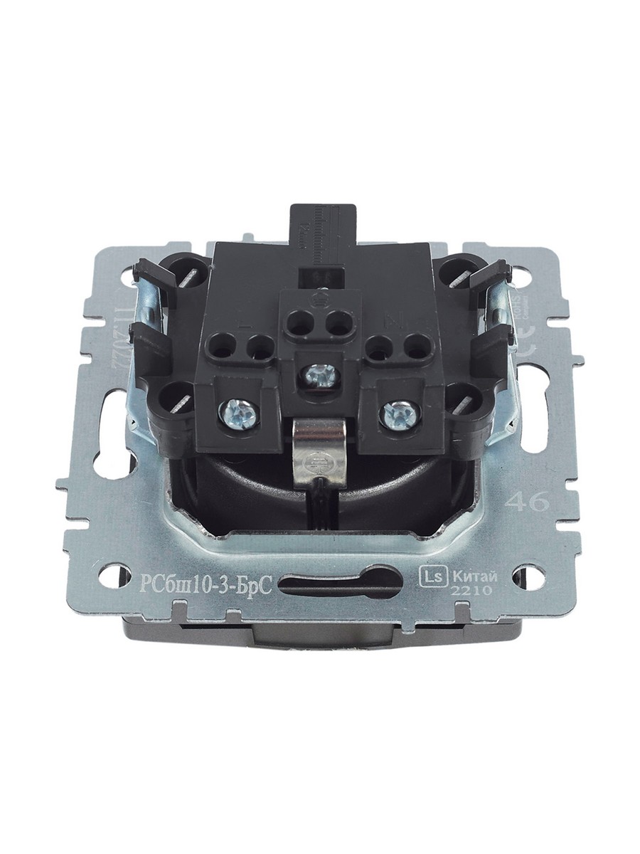 Розетка IEK BRITE с/з с шторками и крышкой 16А IP20 РСбш10-3-БрС сталь BR-R16-16-K46