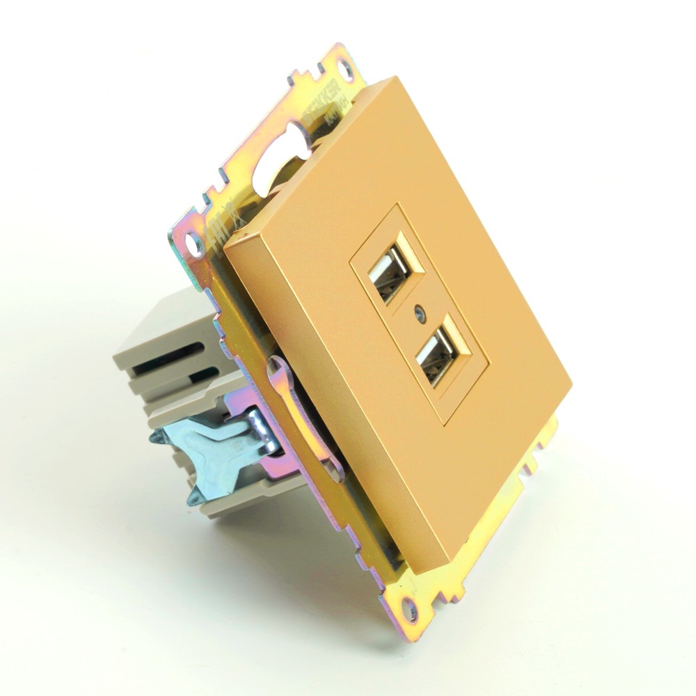 Розетка USB 2-местная STEKKER GLS10-7115-08 250B 21А Катрин золото 49229