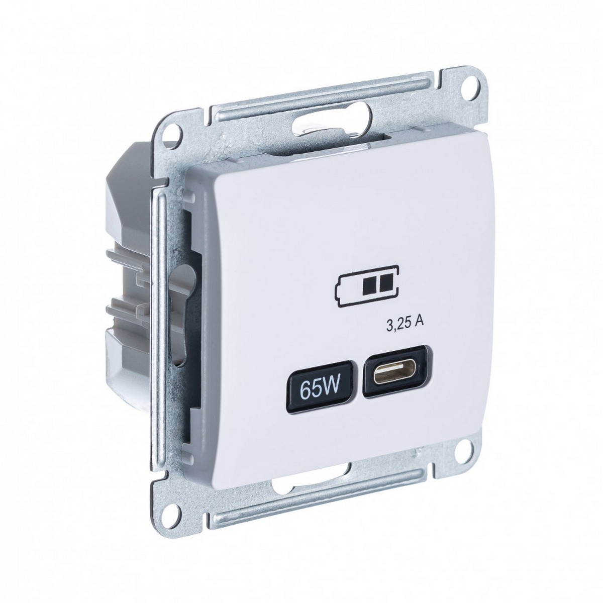 Розетка USB Systeme Electric Glossa Белый тип-С 65W высокоскор.заряд. QC, PD, мех. GSL000127
