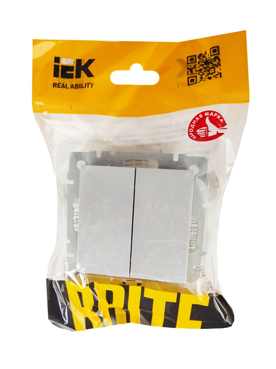 Выключатель IEK BRITE жалюзи 10А ВС10-1-5-БрА алюминий BR-V15-0-10-K47