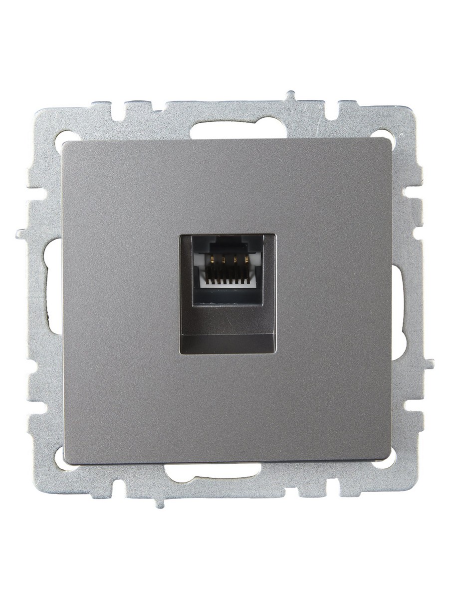 Розетка компьютерная IEK BRITE BASE Сталь RJ45 кат.6 РК11-БрС BR-K10-2-K46