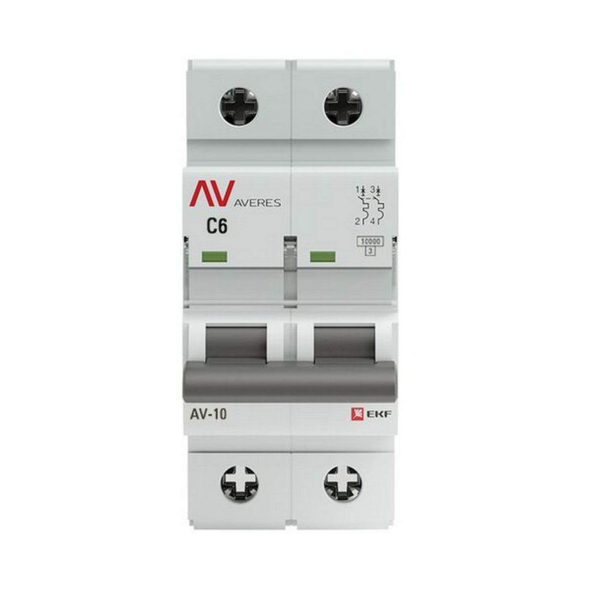 Автоматический выключатель EKF AVERES AV-10 (С) 2P 6А 10kA mcb10-2-06C-av
