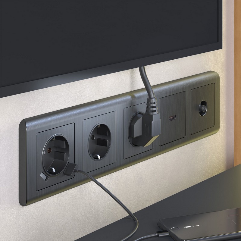 Werkel Графит рифленый механизмы Накладка Werkel для розетки USB (графит рифленый) W1179504