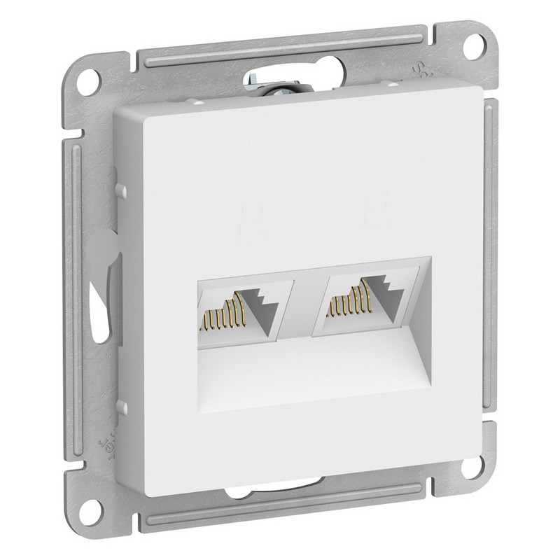Розетка компьютерная Systeme Electric AtlasDesign белый двойная RJ45+RJ45, кат.5E, ATN000185