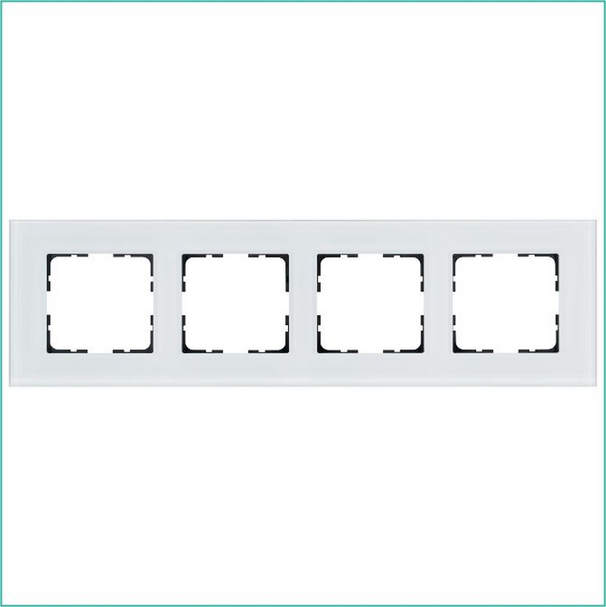 JASMART G - розетки и выключатели Рамка JASMART 4-постовая стекло White Glass G1004GW