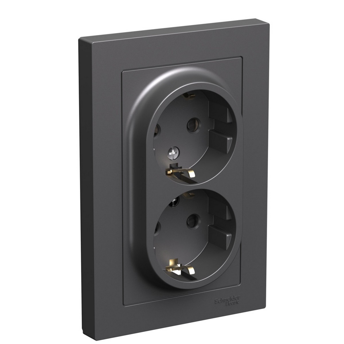 Розетка Systeme Electric AtlasDesign Базальт двойная с/з со 16А, в сборе ATN001426
