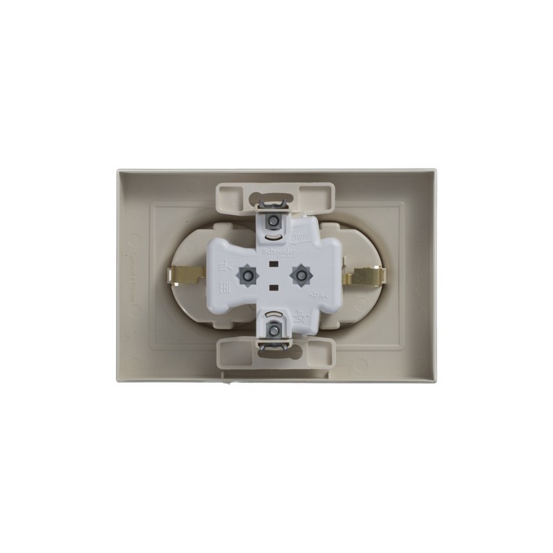 Розетка Systeme Electric AtlasDesign бежевый с/з двойная, 16А, в сборе ATN000224