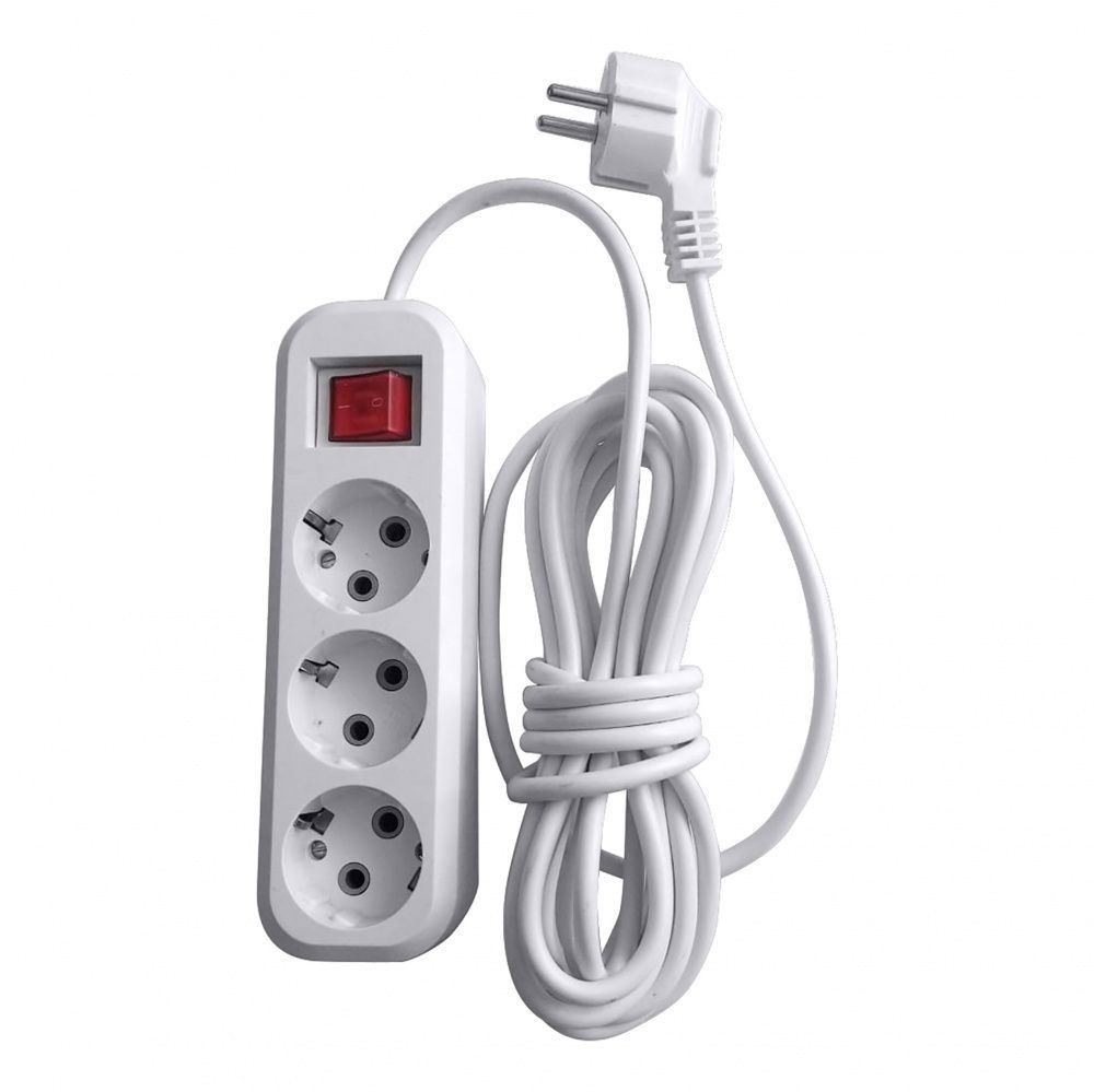 Колодки и удлинители, тройники Удлинитель 3-местный с/з с выключателем STEKKER HM03-31-03 3м Home (У10А-002) белый 39198 