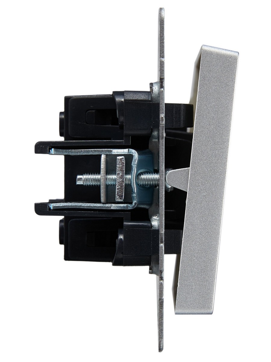 Выключатель IEK BRITE 1-клавишный проходной 10А ВС10-1-6-БрА алюминий BR-V12-0-10-K47