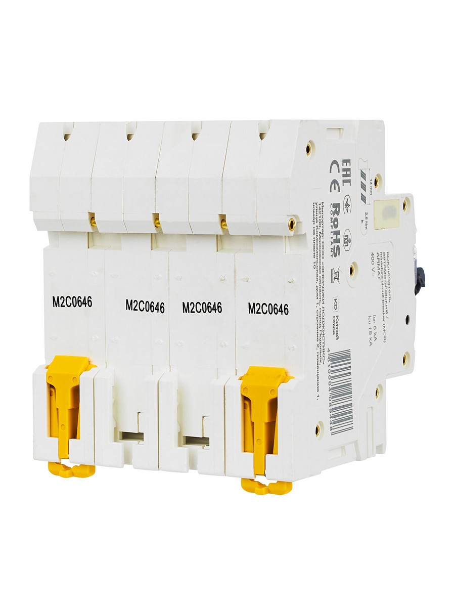 4 полюсные (четырехполюсные) Автоматический выключатель IEK ARMAT M06N 4P C 6А AR-M06N-4-C006 