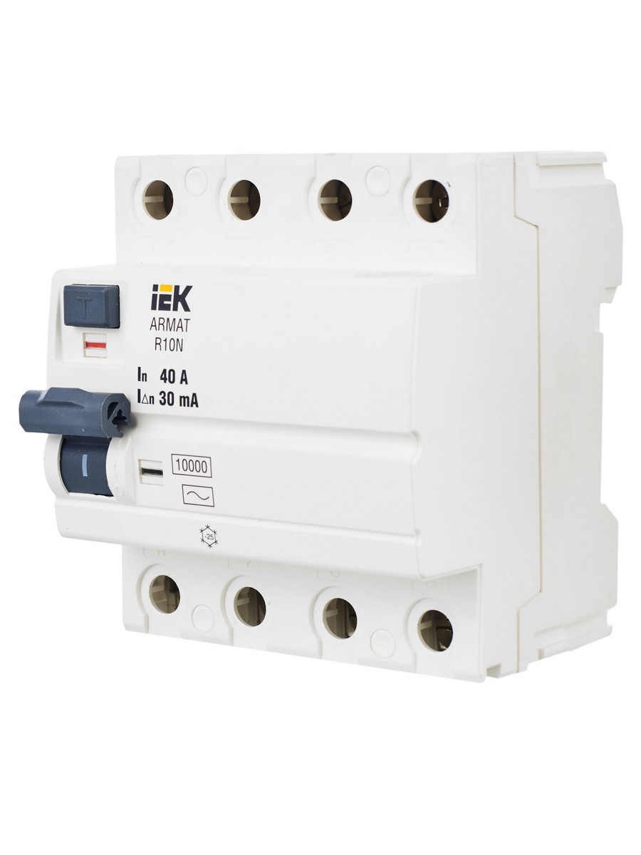ВДТ УЗО IEK ARMAT R10N 4P 40А 30мА тип AC AR-R10N-4-040C030