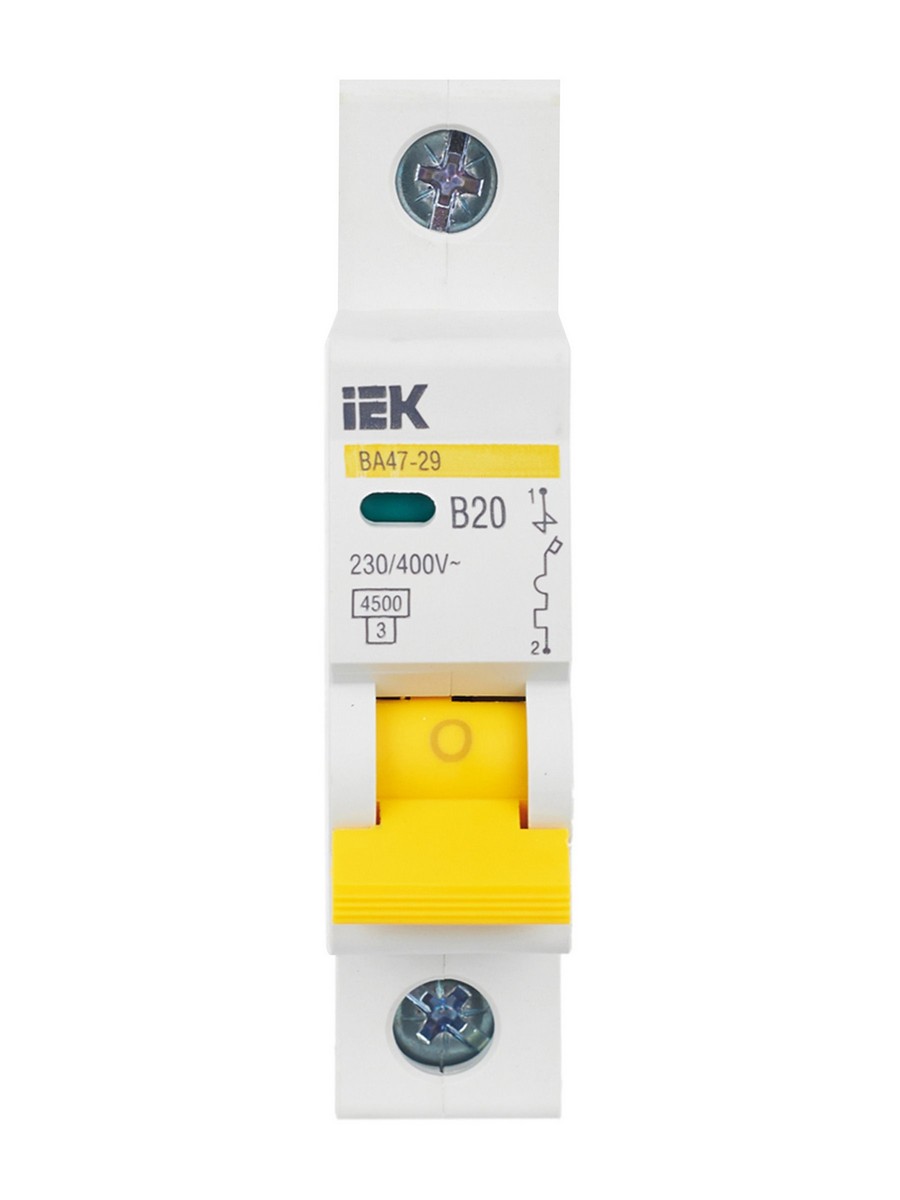 Автоматический выключатель IEK KARAT ВА47-29 1Р 20А 4,5кА х-ка В MVA20-1-020-B
