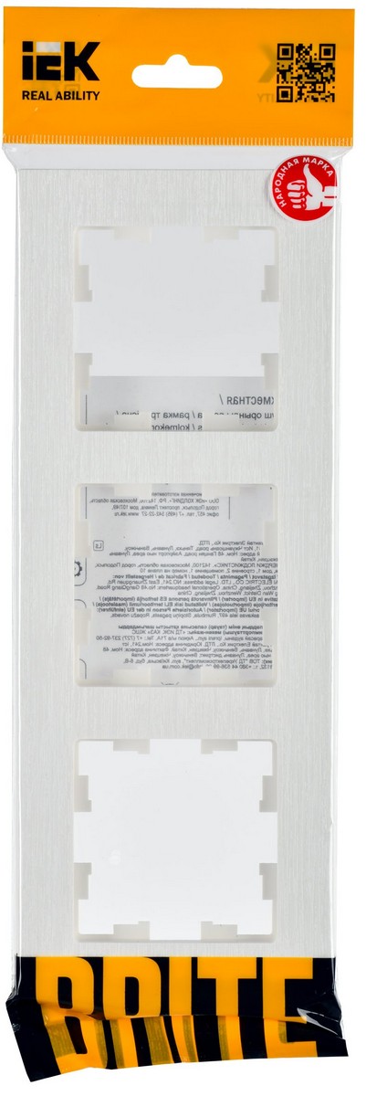 IEK Brite Рамки Рамка IEK BRITE DECOR Белый рифленый 3-м РУ-3-Бр BR-M32-51-K01