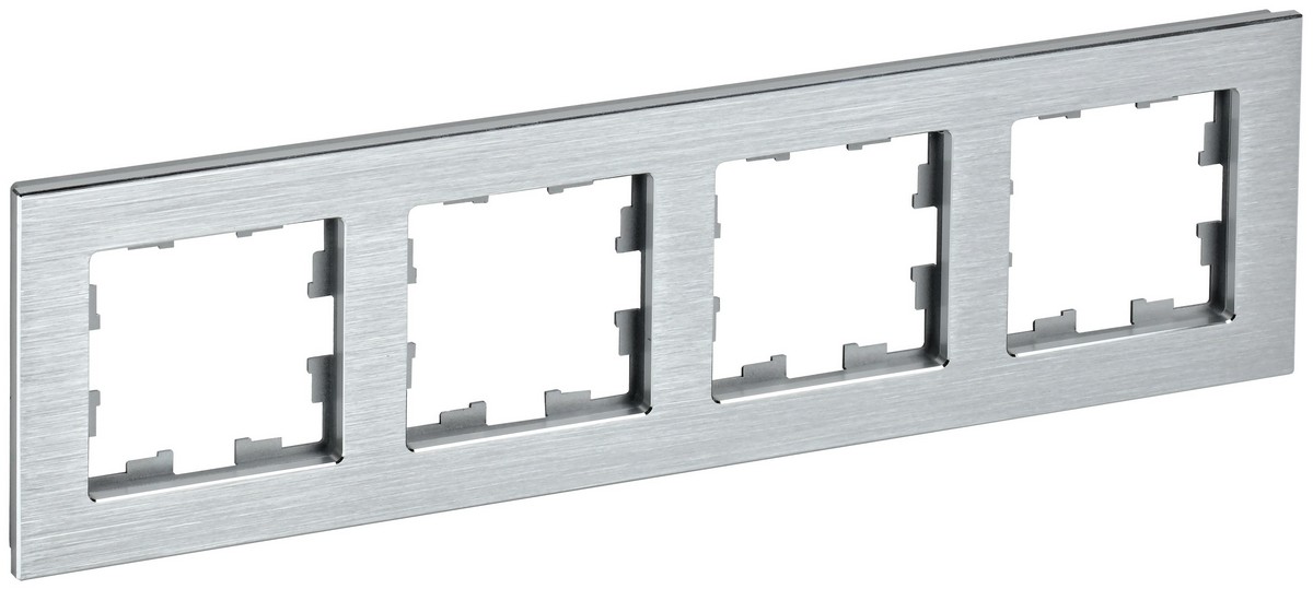 Рамка IEK BRITE 4-местная РУ-4-1-БрА металл алюминий BR-M42-M-K47