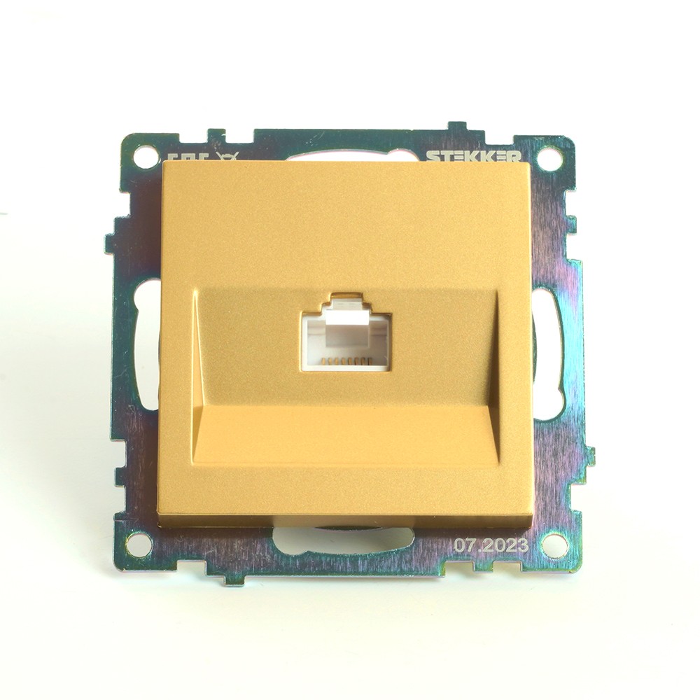 Розетка компьютерная 1-местная RJ-45 STEKKER GLS00-7107-08 Катрин золото 49227