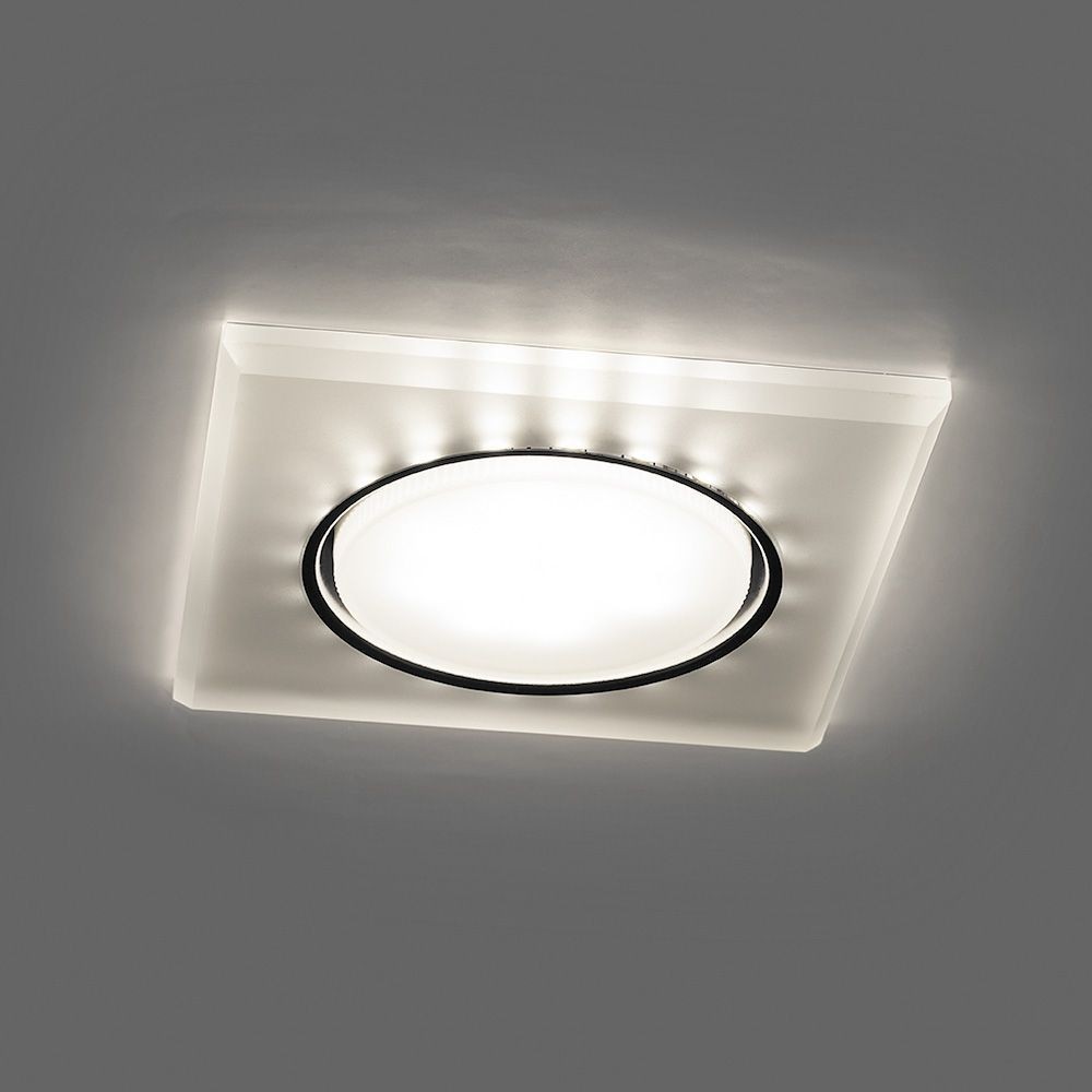 Светильник встраиваемый Feron CD5022 с белой LED подсветкой GX53 белый матовый квадрат 32661