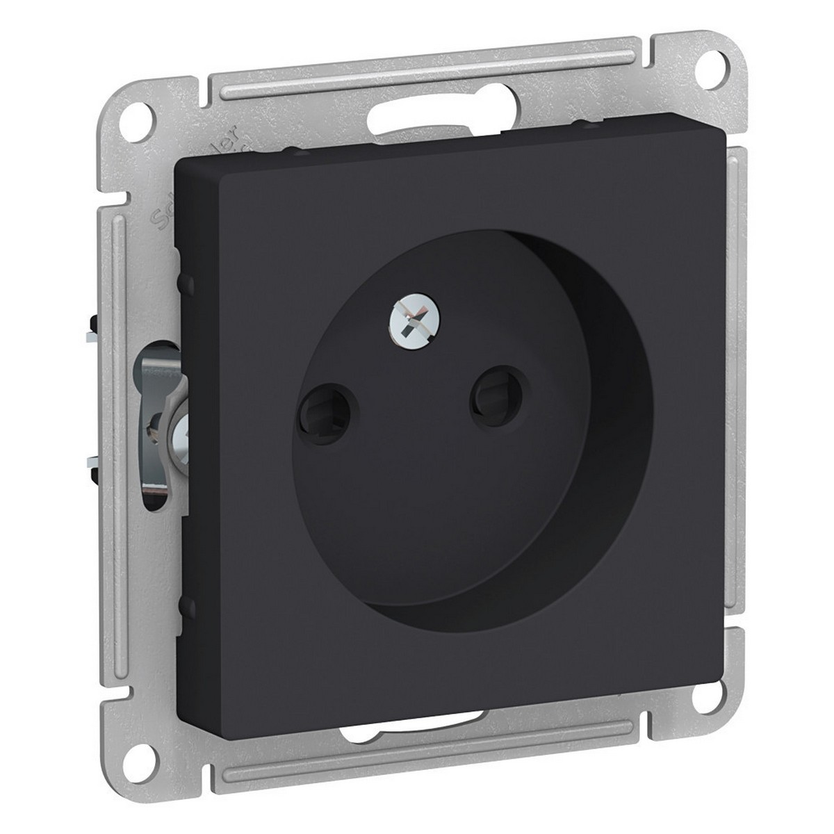 Розетка Systeme Electric AtlasDesign Карбон б/з со шторками, 16А, ATN001049