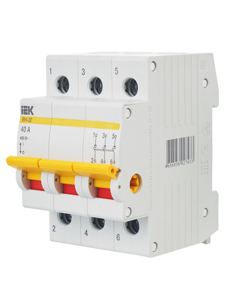 IEK Выключатель нагрузки IEK KARAT (мини-рубильник) ВН-32 3Р 40А MNV10-3-040 