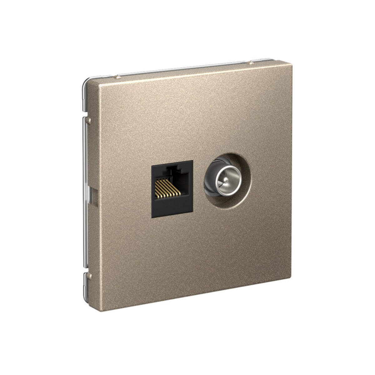Розетка Systeme Electric ArtGallery Шампань двойная ТВ + компьютерная RJ45 кат. 5Е GAL000589