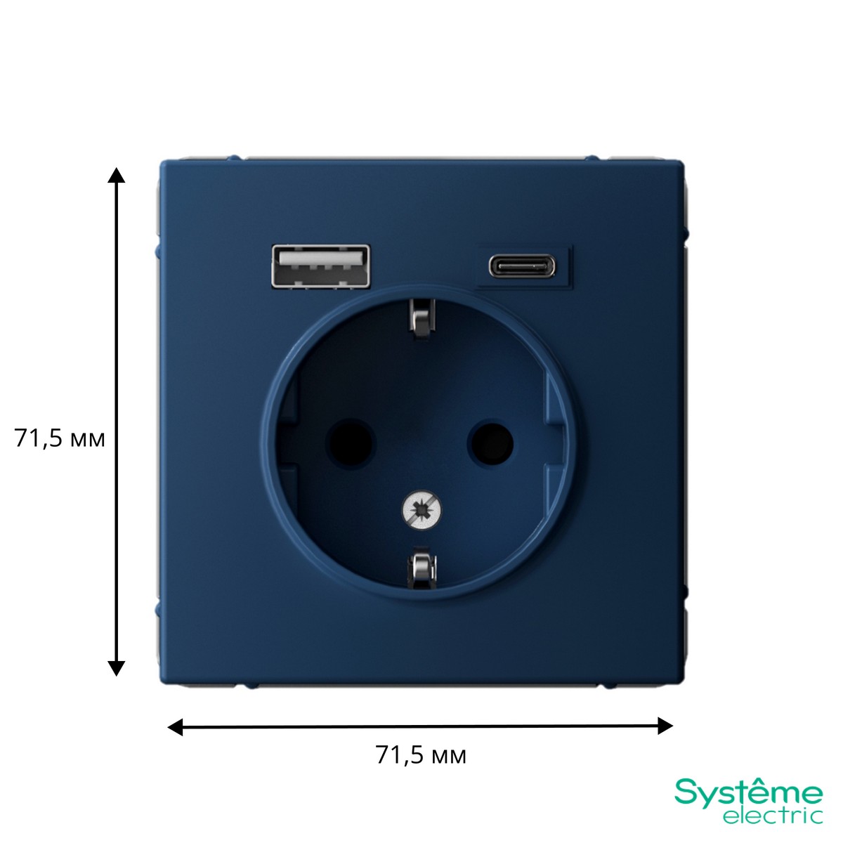 Розетка Systeme Electric ArtGallery Аквамарин 16А с 2 USB A+C 5В4А/30А 5В/15А GAL001132