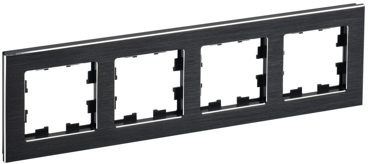 Рамка IEK BRITE 4-местная РУ-4-1-БрЧ металл черный BR-M42-M-K02