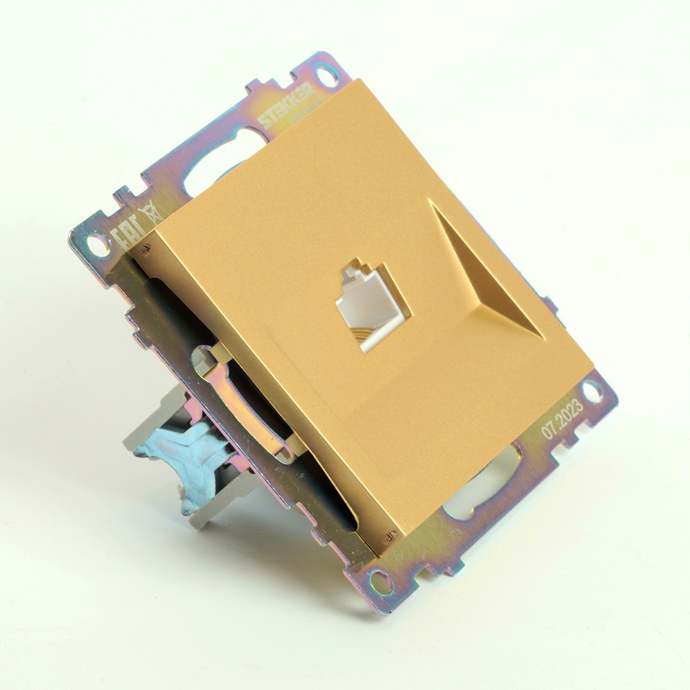 Катрин - Розетки и выключатели Stekker Розетка компьютерная 1-местная RJ-45 STEKKER GLS00-7107-08 Катрин золото 49227