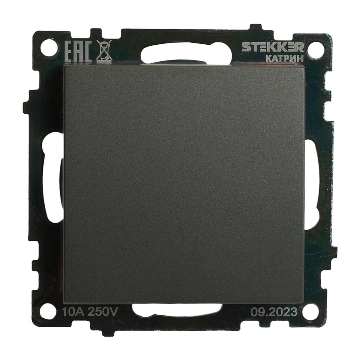 Катрин - Розетки и выключатели Stekker Переключатель 1-клавишный STEKKER GLS10-7105-06 250V 10А Катрин графит 49412