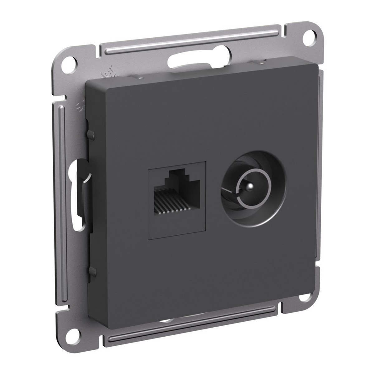 Розетка Systeme Electric AtlasDesign Базальт двойная ТВ + RJ45, кат. 5Е ATN001489