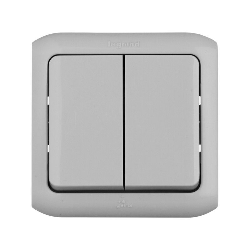 Накладные Розетки и выключатели Legrand Quteo IP44 Серый Выключатель Legrand Quteo 10A 2-клавишный IP44 серый  782332