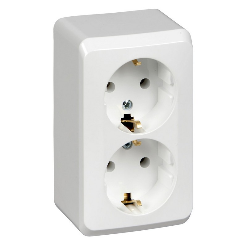 Розетка 2-ая Systeme Electric Этюд наружный Белый с/з без шторок PA16-007B