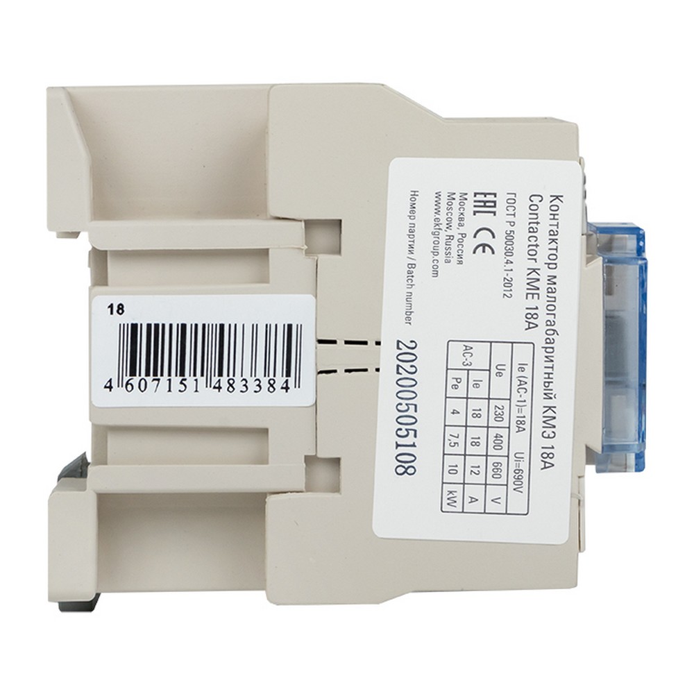 Контактор EKF PROxima КМЭ малогабаритный 18А 220В 1NO ctr-s-18-220