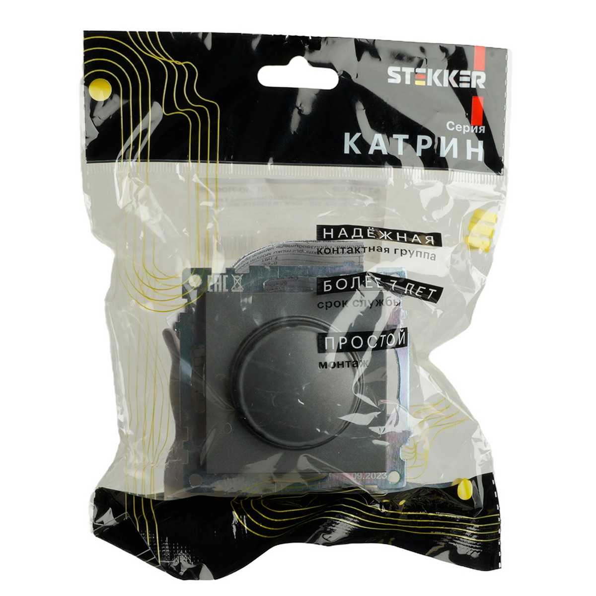 Выключатель диммирующий TRIAC STEKKER GLS10-7106-06 250V 500W Катрин графит  49413