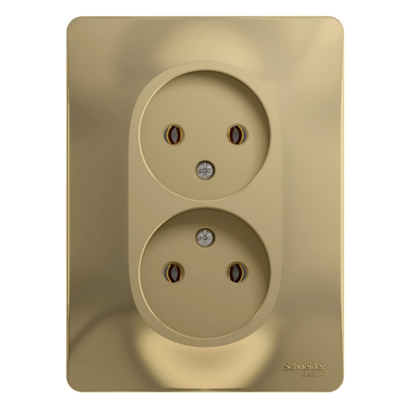 Розетка Systeme Electric Glossa Титан 2-я без заземления (в сборе с рамкой) GSL000420